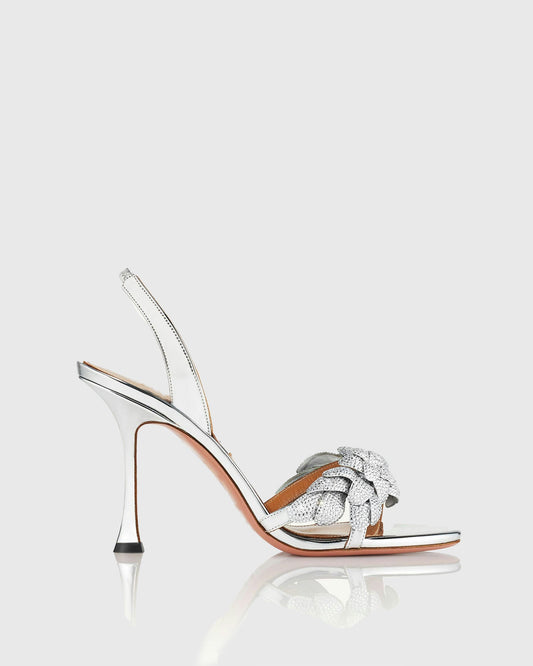 Siria Galactic Flower Slingback Sandals In Silver
