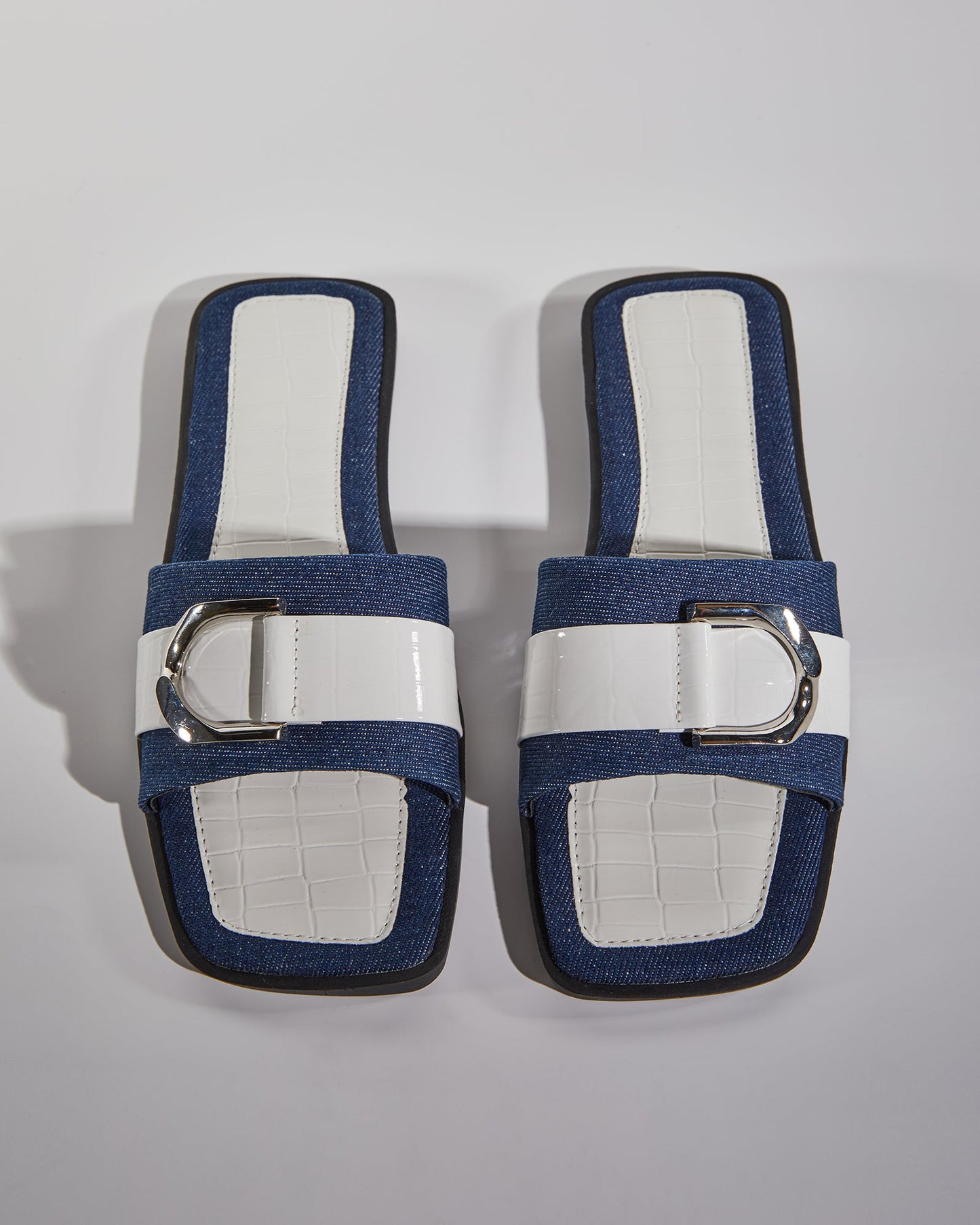 Sky Buckle Two Tone Slippers