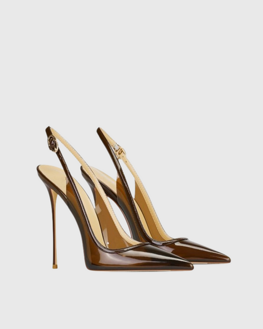 Sylvie Pvc Slingback Pumps In Brown
