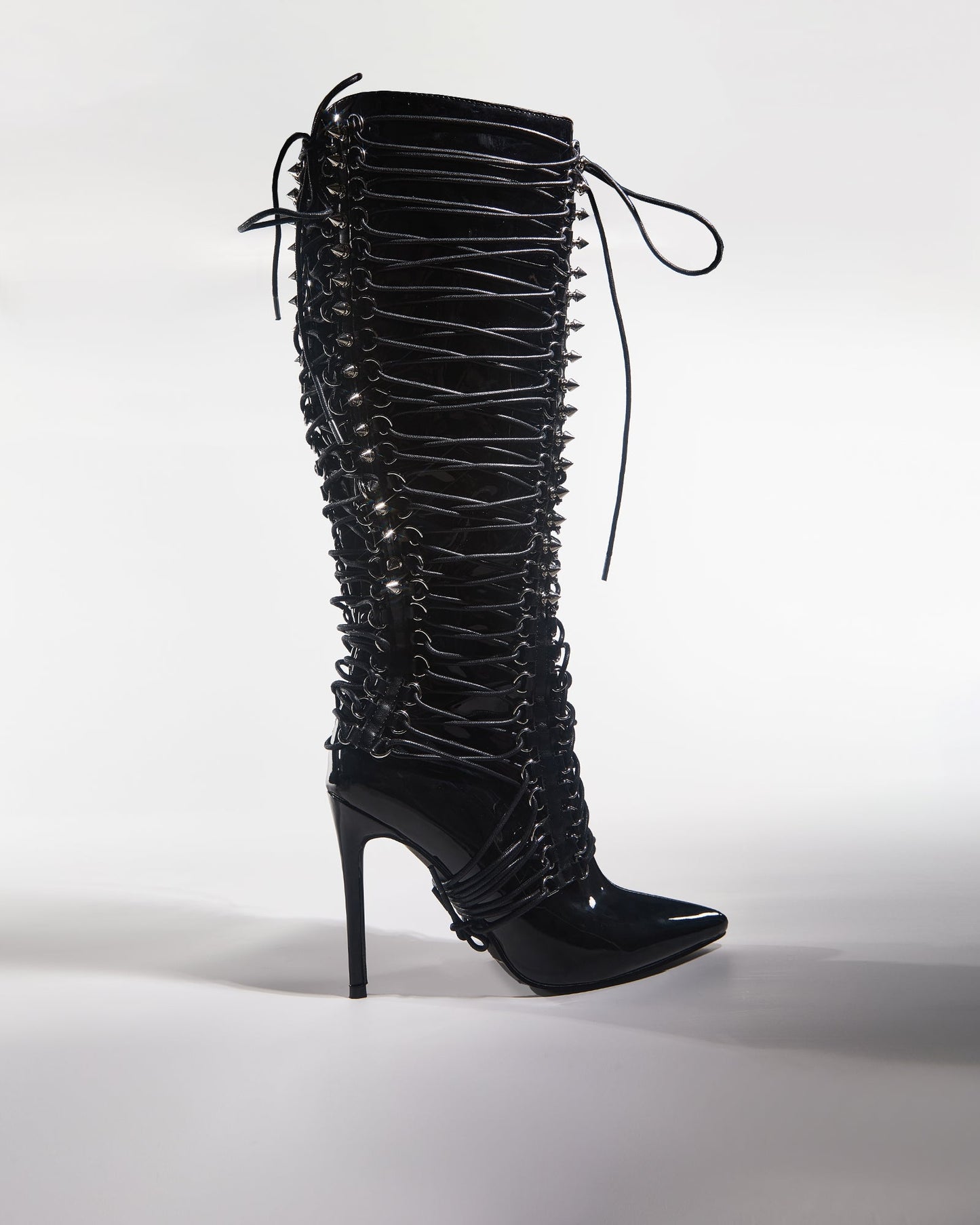 Tala Patent Leather Lace Up Knee High Boots