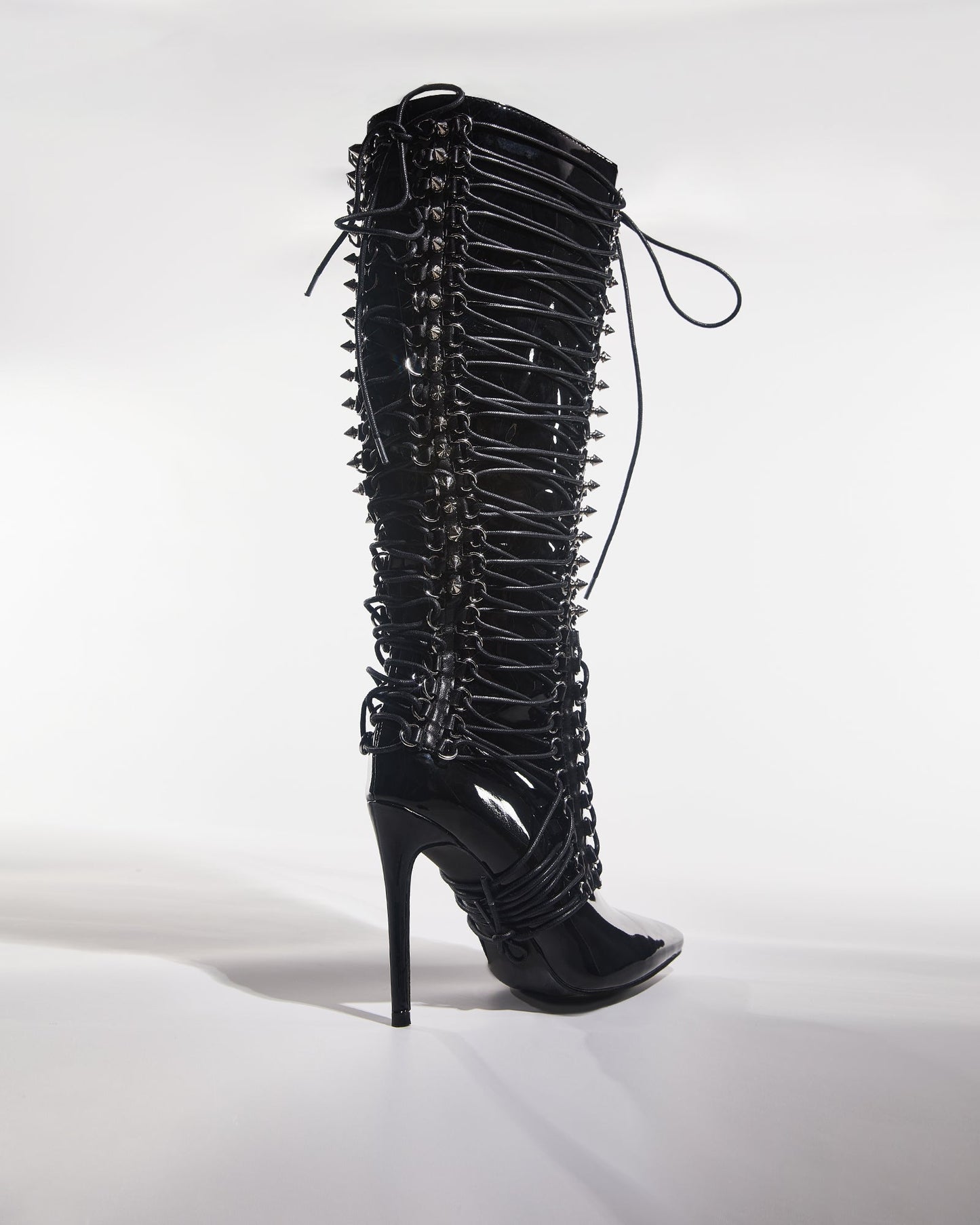 Tala Patent Leather Lace Up Knee High Boots