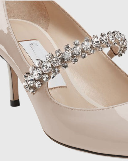 Terza Rhinestone Strap Pumps In Natural