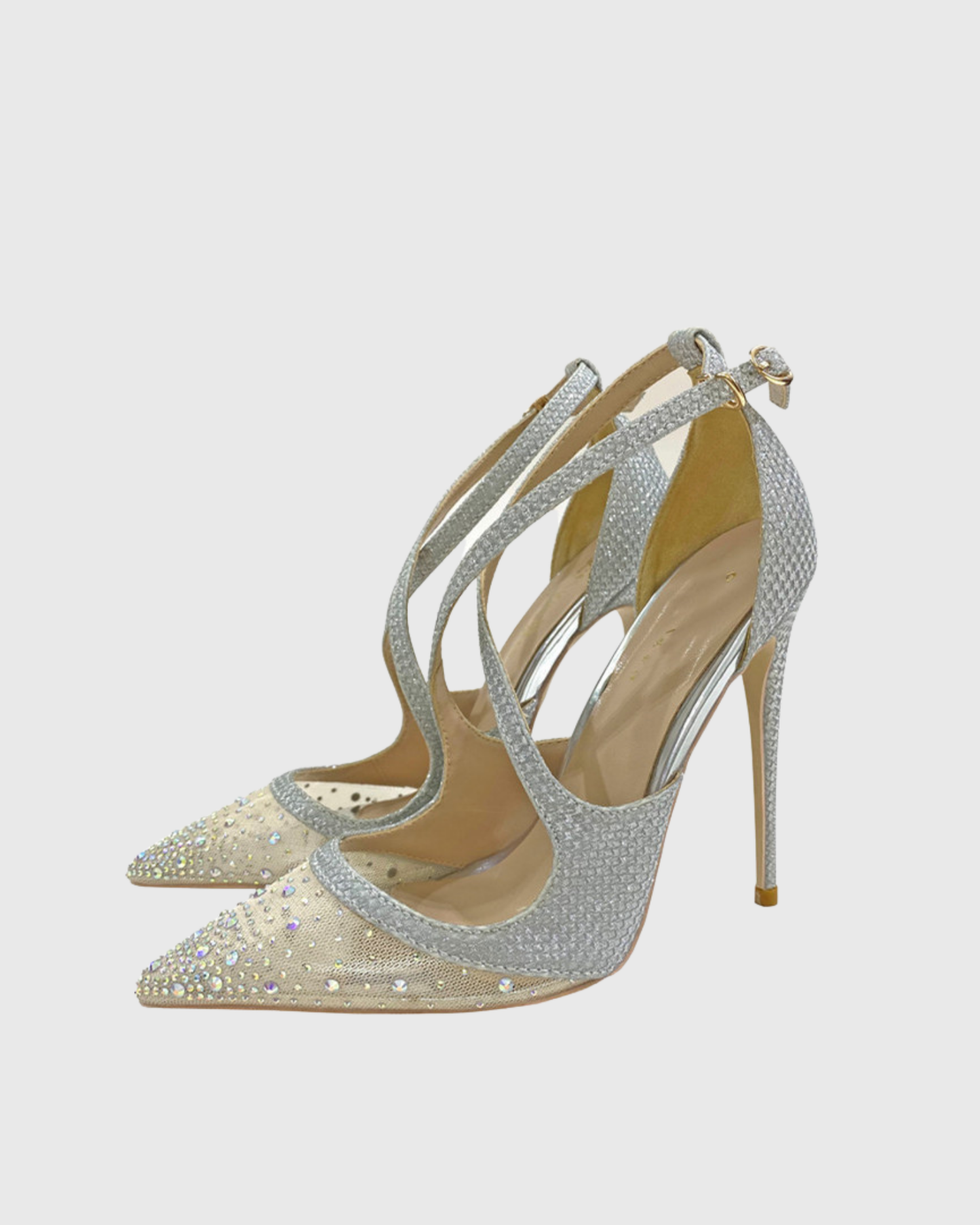 Trinity Rhinestone Cross Strap Pumps