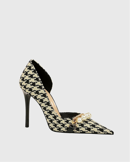 Vala Pearl Chain Houndstooth Pumps