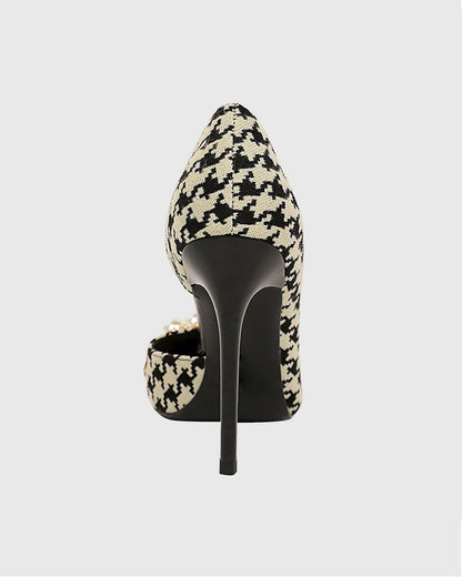 Vala Pearl Chain Houndstooth Pumps