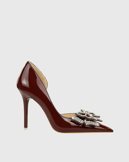 Venera Rhinestone Bow Pumps In Red