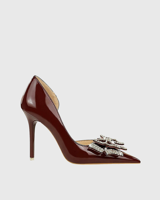 Venera Rhinestone Bow Pumps In Red