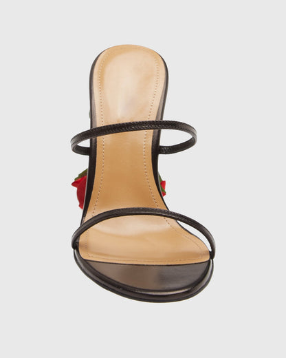 Venice Flower Heel Leather Sandals