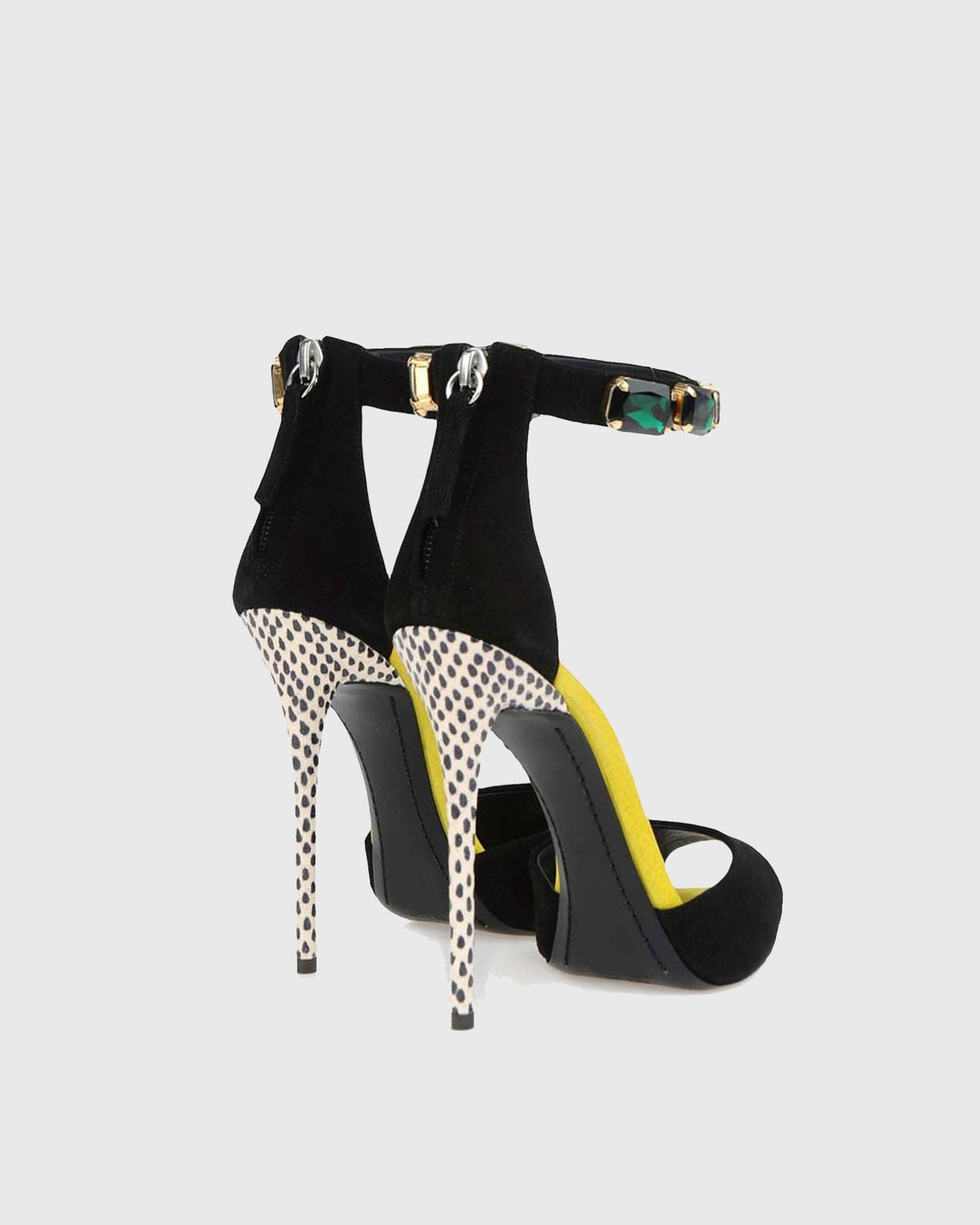 Yan Spot Heel Rhinestone Strap Sandals