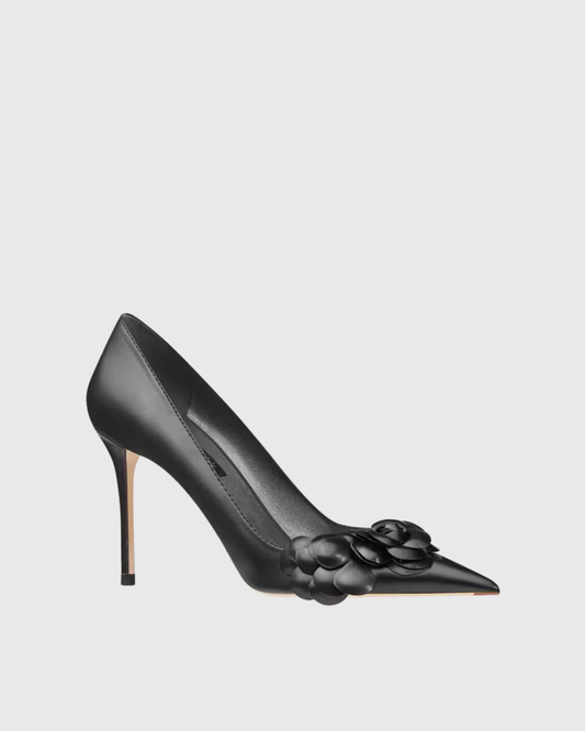 Yasmin All Black Flower Pumps