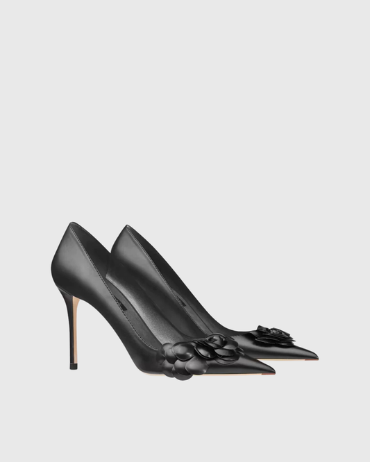 Yasmin All Black Flower Pumps