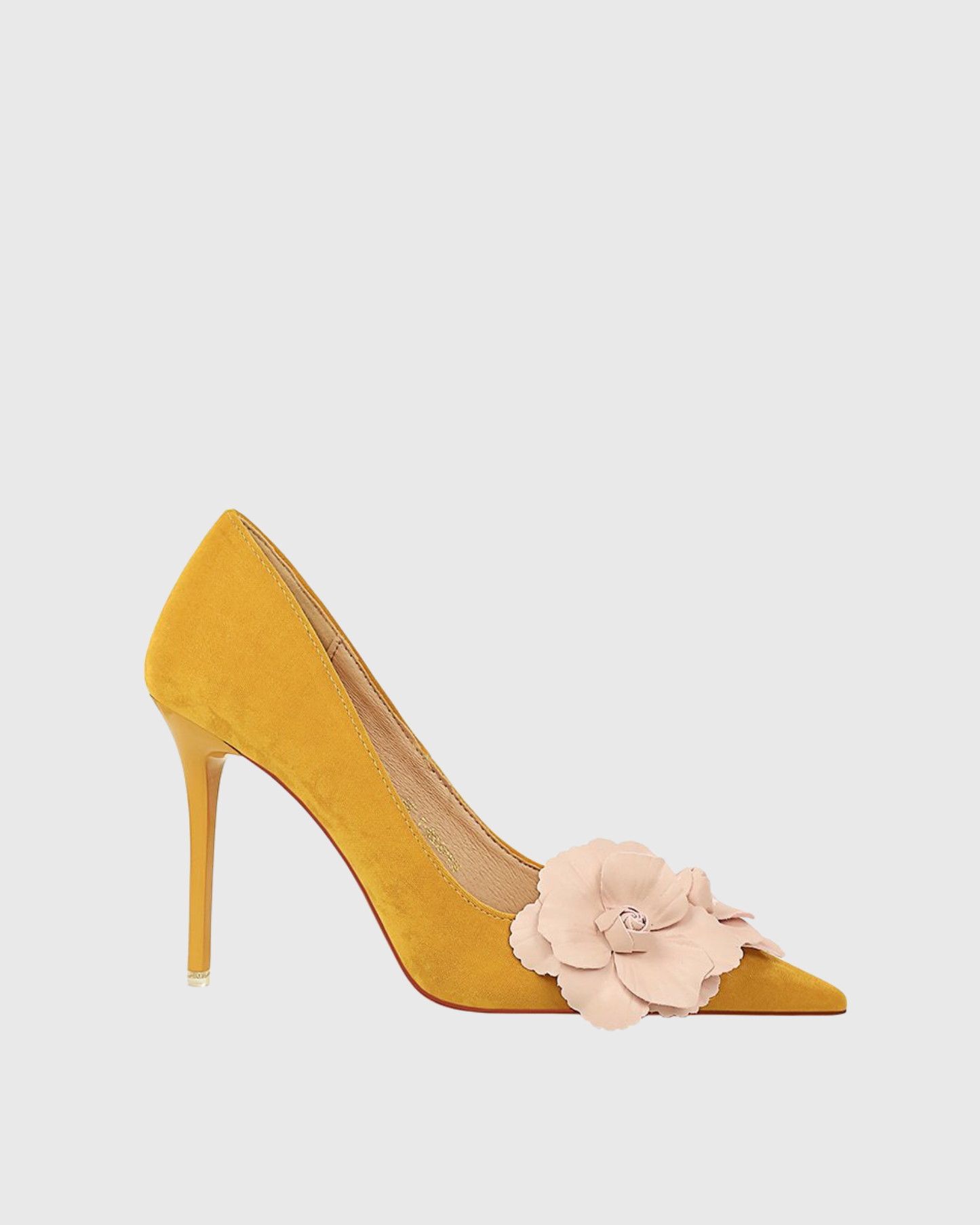 Yasmin Twin Flower Velvet Pumps In Yellow