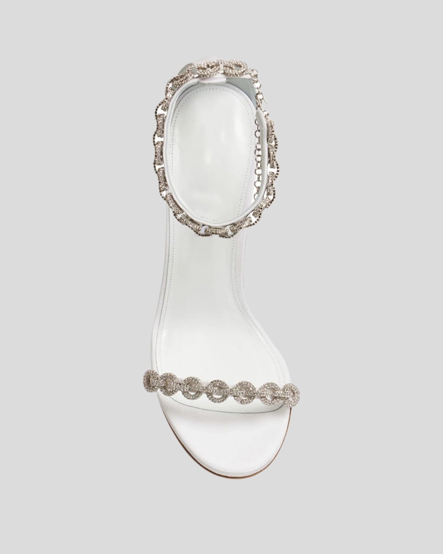 Zada Rhinestone Chain Strap Sandals In White