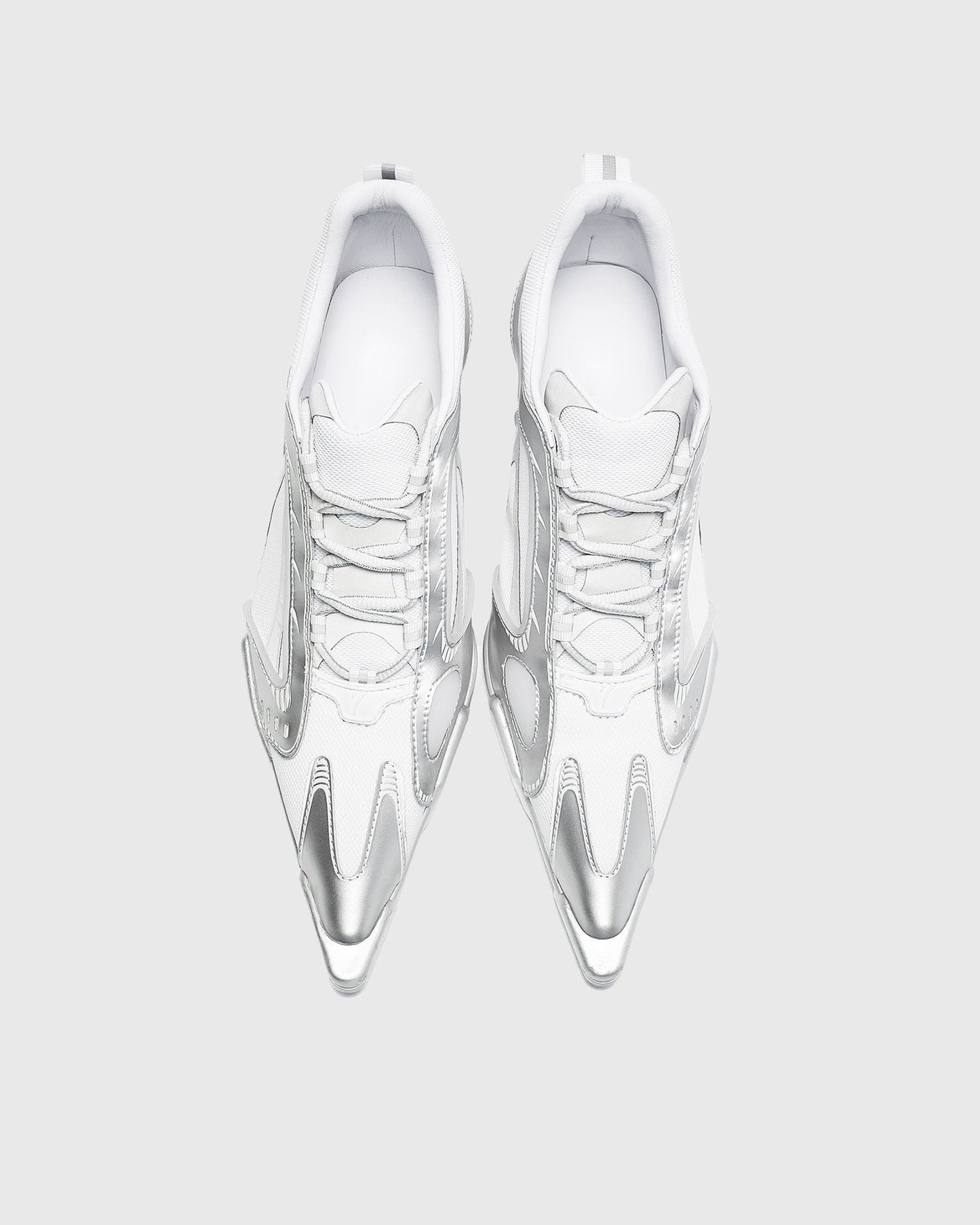 Zahava Lace up Sneaker Flared Heels In Silver