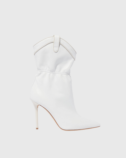 Zayd Leather Cowbot Boots In White