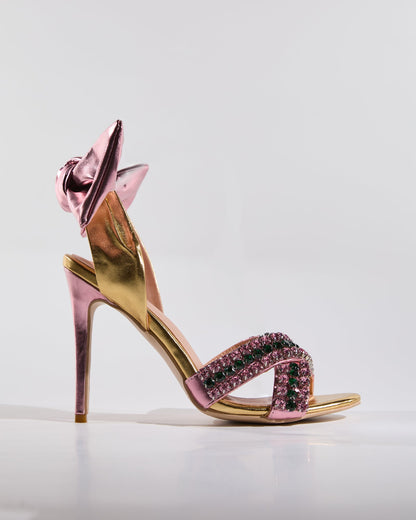 Zuri Cross Diamond Bow Slingback Sandals
