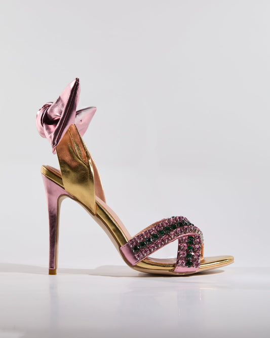 Zuri Cross Diamond Bow Slingback Sandals
