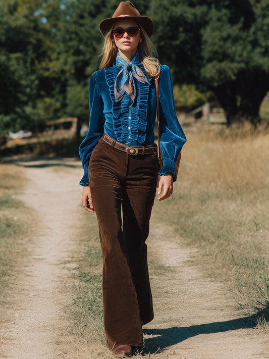 Vintage Cocoa Brown Corduroy Flared Pants