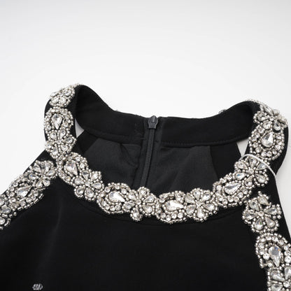 Babette Black Crystal Embellished Mini Dress