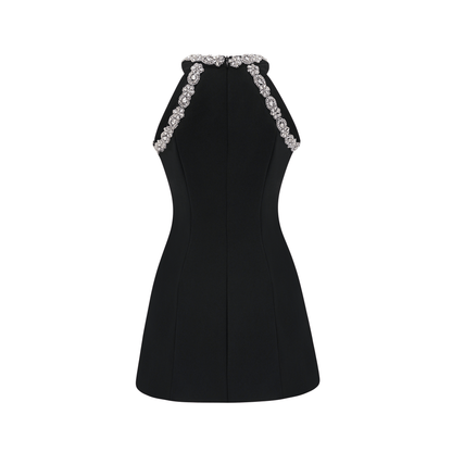 Babette Black Crystal Embellished Mini Dress