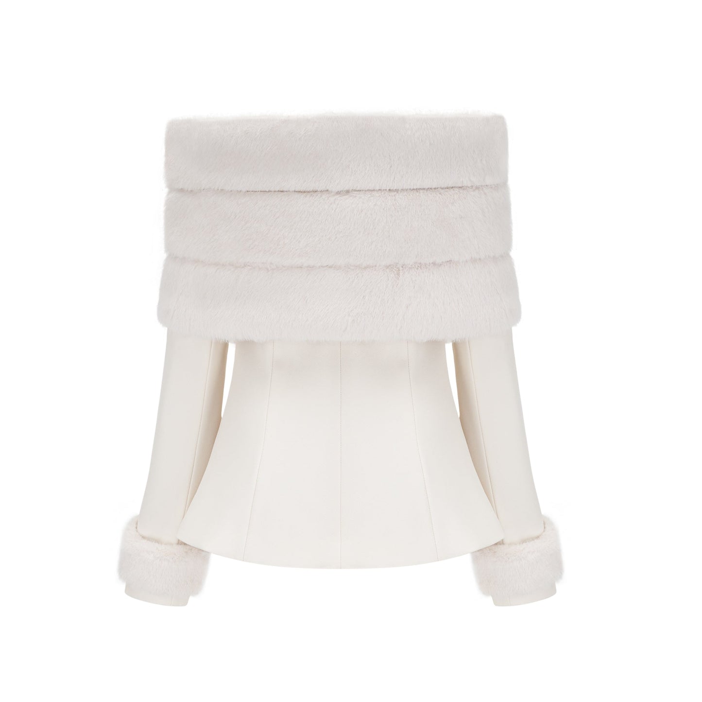 Caitlin white faux-fur jacket & skirt matching set