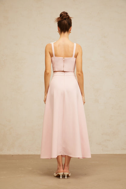 Uxue pink floral-appliqué top & skirt matching set
