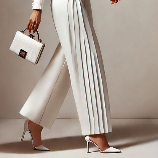 Ursime Formal Solid Pleat  Wide Leg Pants