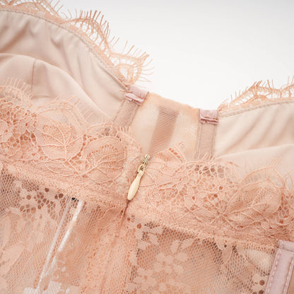 Eilís Pink Bustier Mesh Maxi Dress