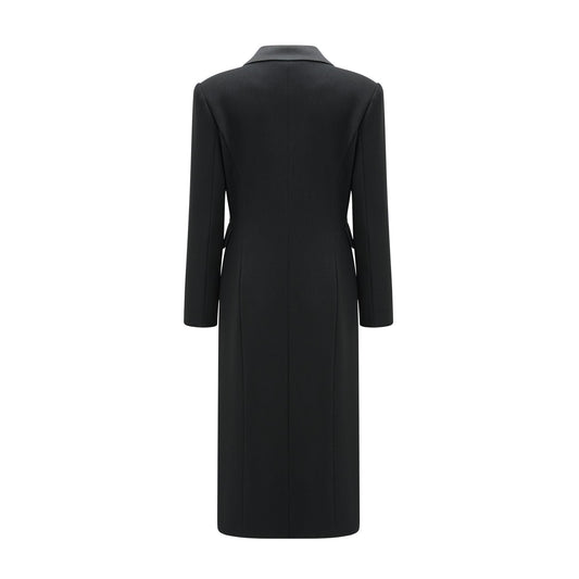 Eithne black double-breasted long coat