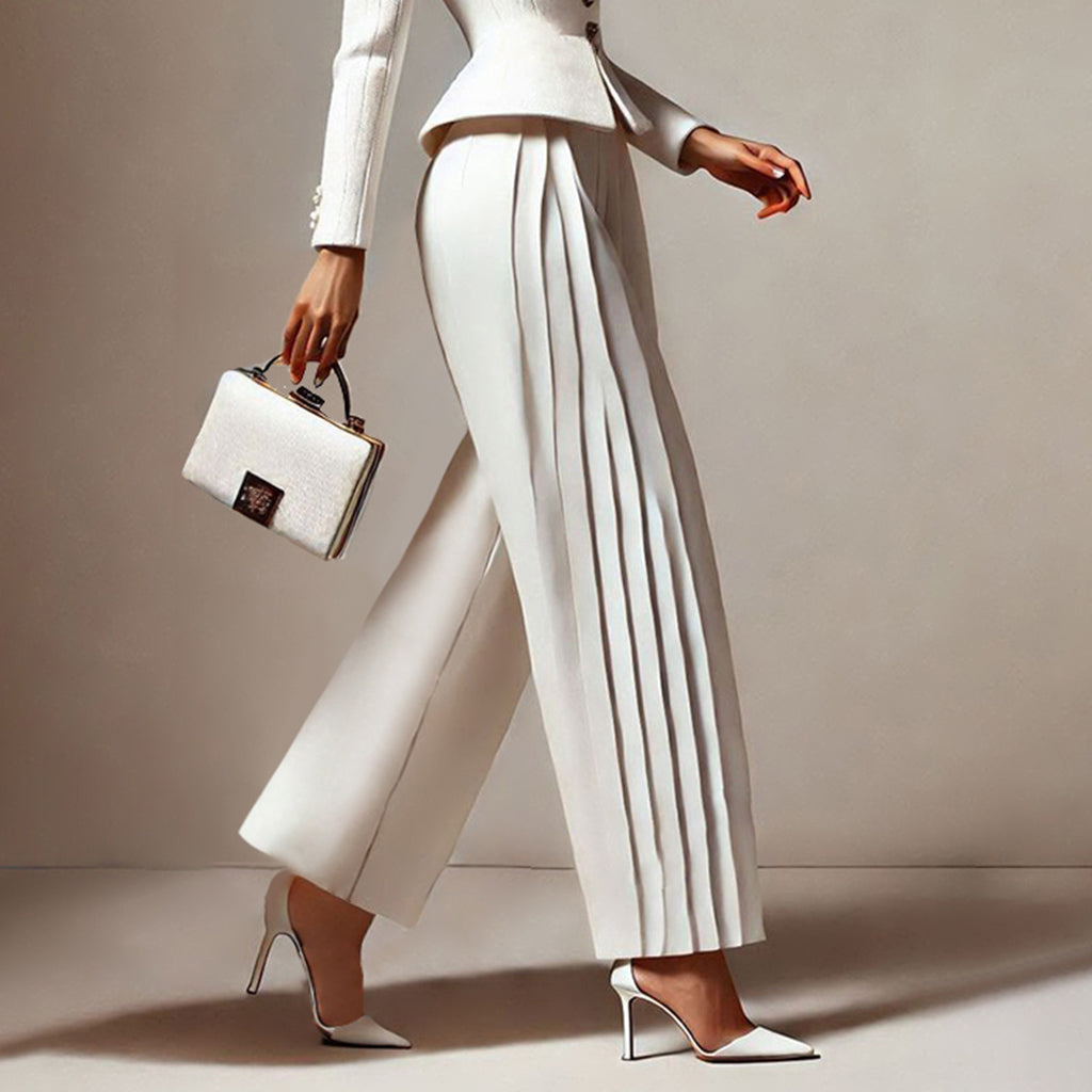 Ursime Formal Solid Pleat  Wide Leg Pants