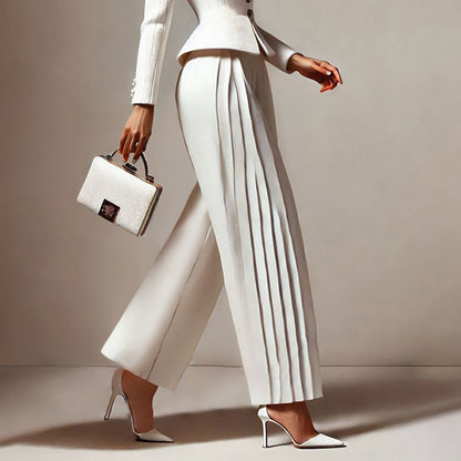 Ursime Formal Solid Pleat  Wide Leg Pants