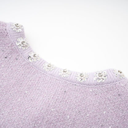 Fabienne purple sequin-detail jacket & skirt matching set