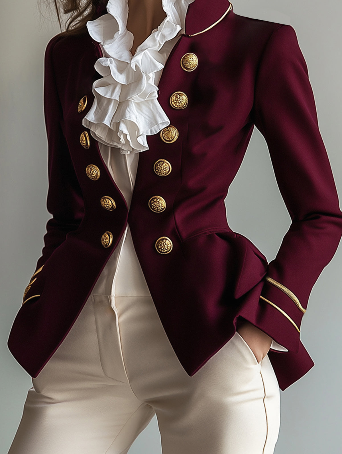 Ursime Retro Stand Collar Button Long Sleeve Jacket