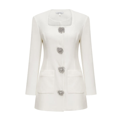 Fionnghuala White Crystal Embellished Mini Dress