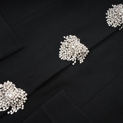Fionnghuala Black Crystal Embellished Mini Dress