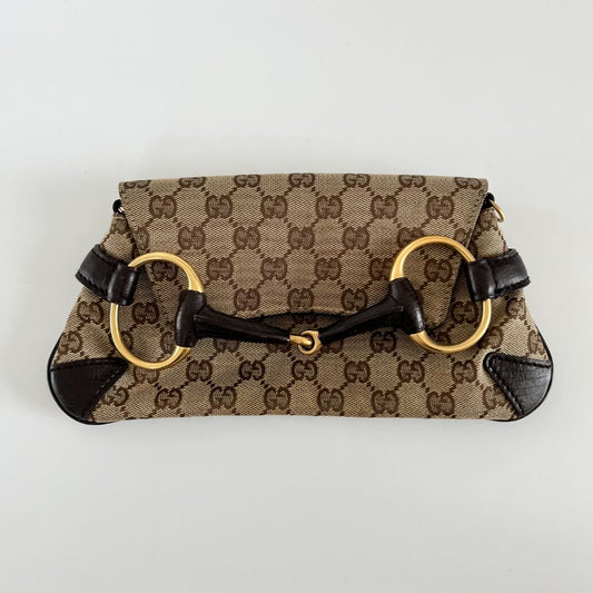 Gucci Guccissima print horsebit flap clutch