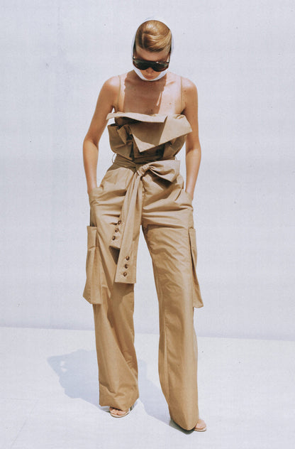 Nanette Khaki Asymmetrical Double Breasted Jumpsuit