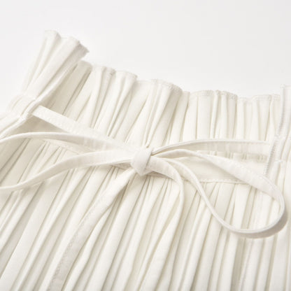 Milisent open-back pleated top & skirt matching set