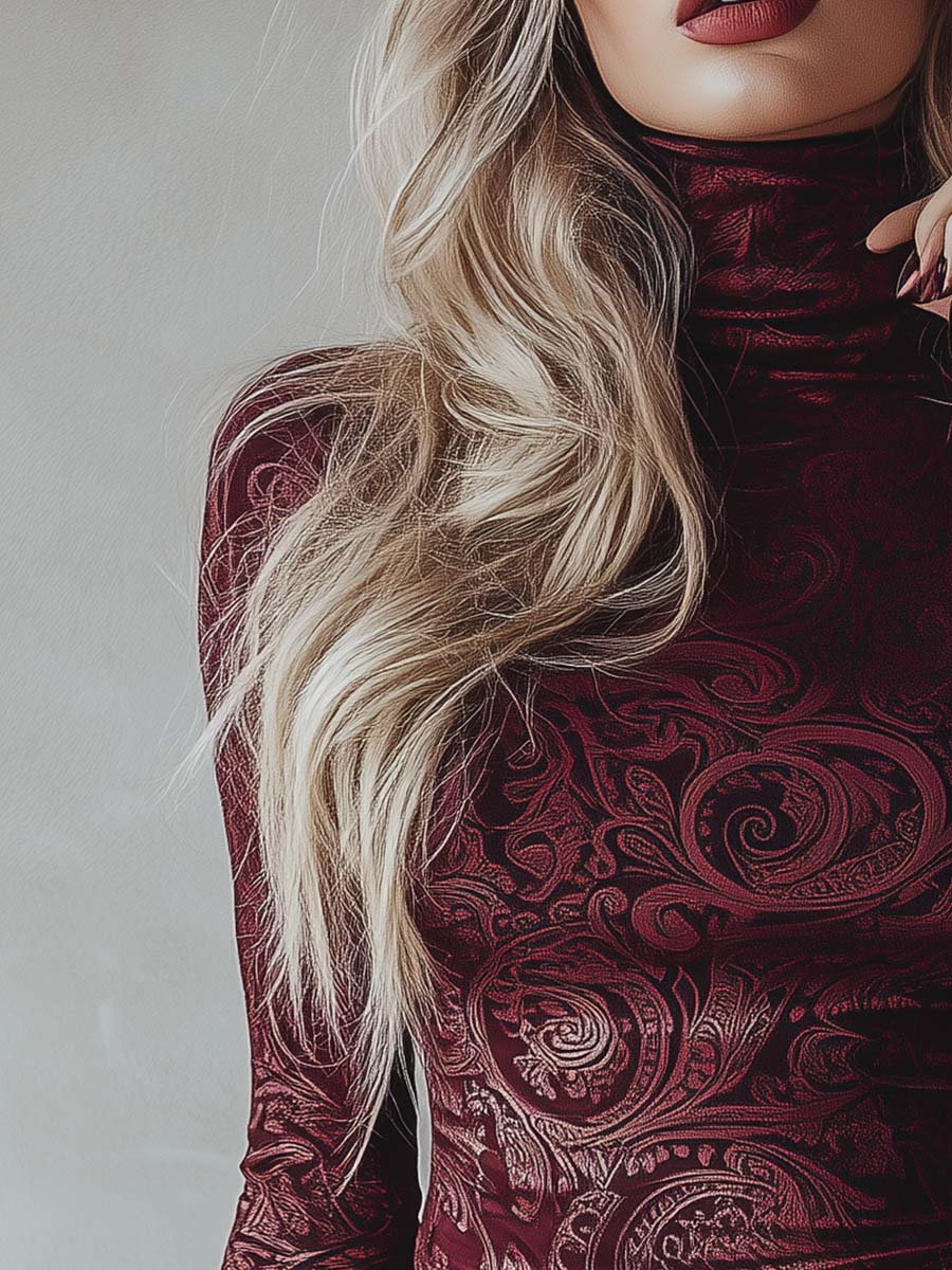(clearance)Women's Retro Paisley Long Sleeve T-Shirt