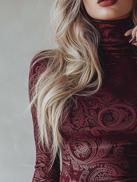 (clearance)Women's Retro Paisley Long Sleeve T-Shirt