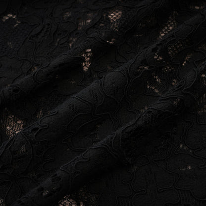 Kylitha black lace ribbon mini dress