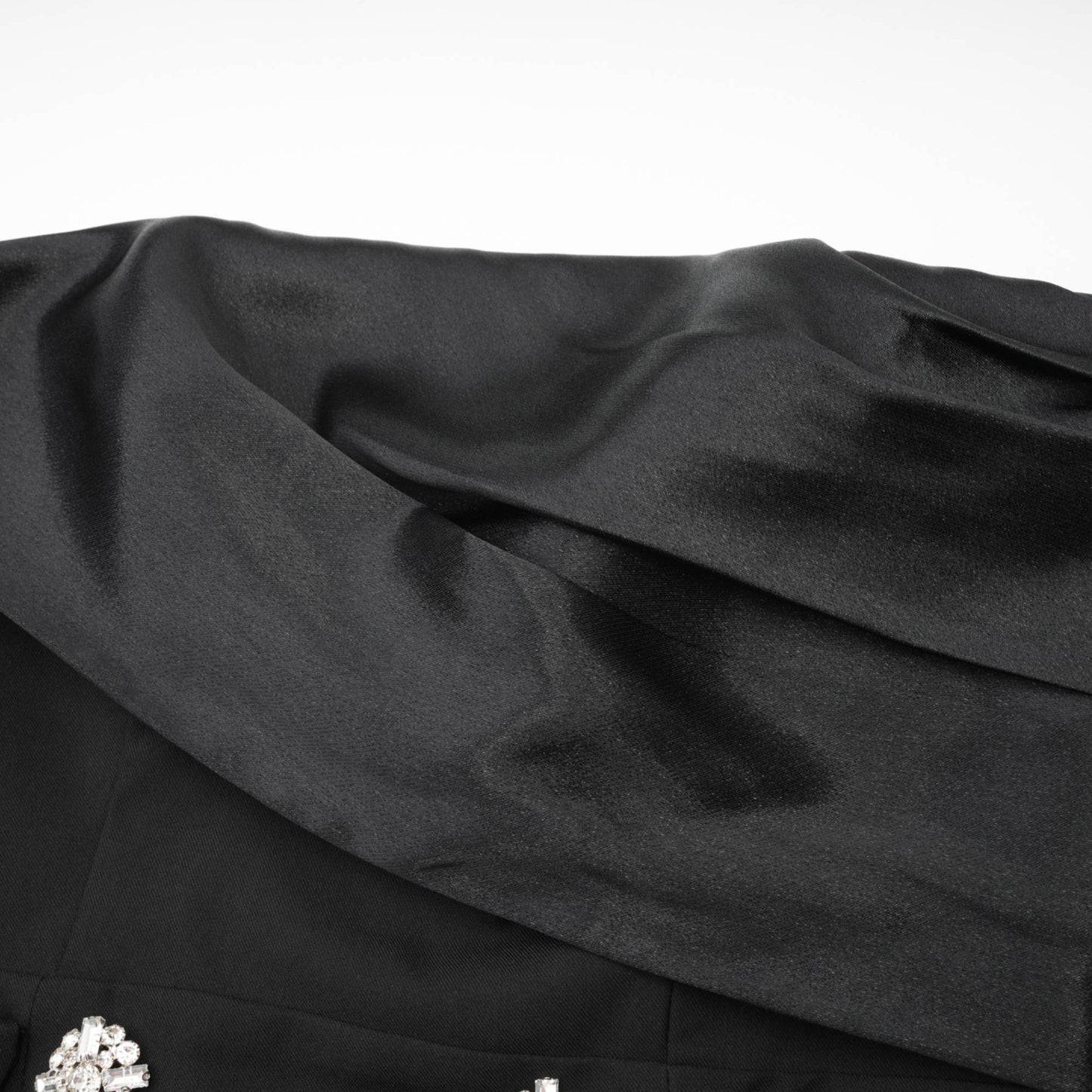 Mealla black crystal-button flared mini dress