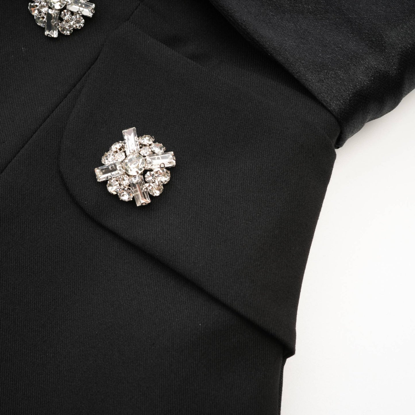 Mealla black crystal-button flared mini dress