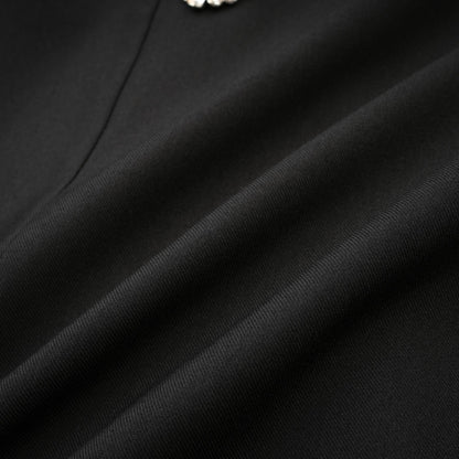 Mealla black crystal-button flared mini dress