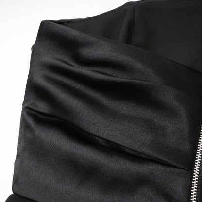 Mealla black crystal-button flared mini dress