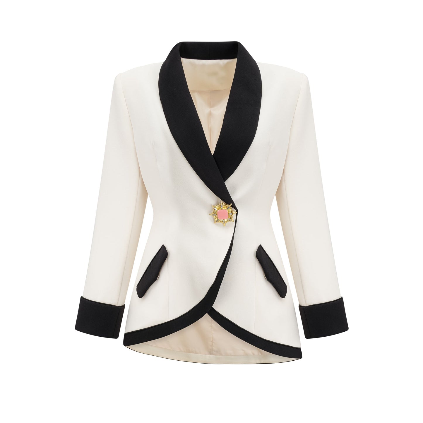 Vespera Contrast Color Two-Piece Jacket and Skirt Set