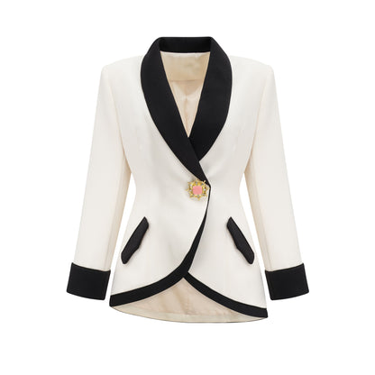 Vespera Contrast Color Two-Piece Jacket and Skirt Set
