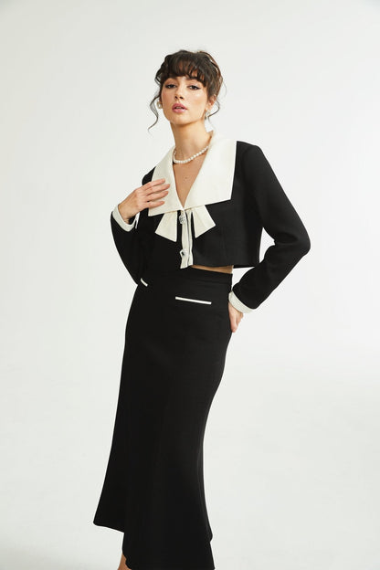 Odile black jacket & skirt matching set