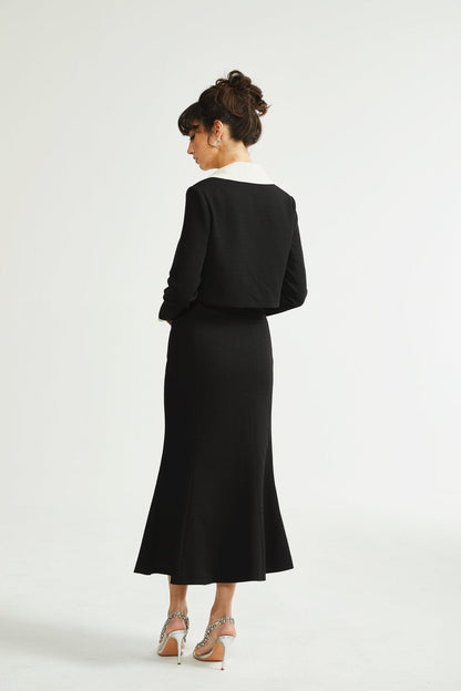 Odile black jacket & skirt matching set