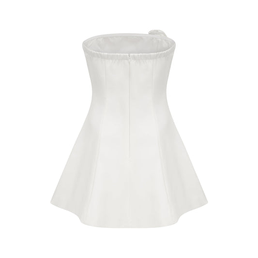 Rosalie white faux-flower mini dress